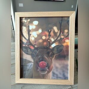 Festive Rudolph Reindeer Framed Holiday Decor 8x10